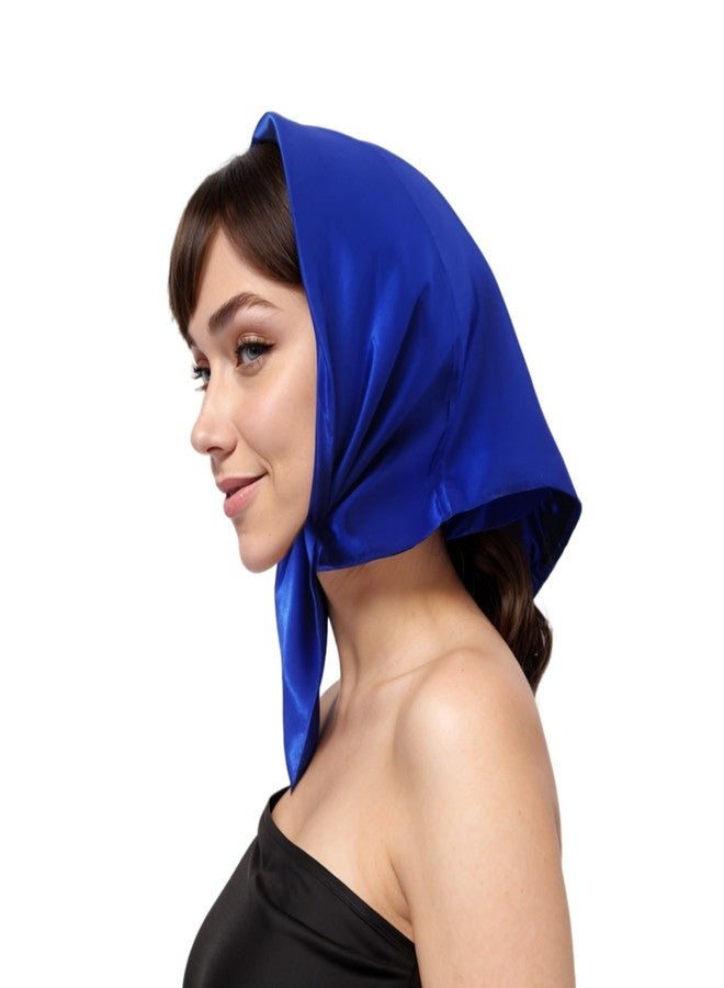 Bwerfuet Women Satin Scarf Vintage Square Stain Scarf Wrap Neck Scarf for Halloween (Royal Blue) - Image 5